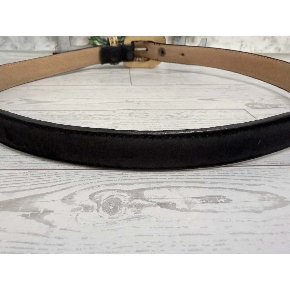 Amiee Lynn Hair On Suede Genuine Leather Animal Print Belt Black Size Medium EUC
